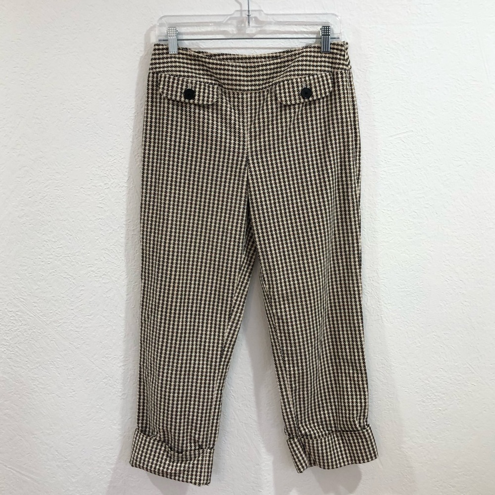 LOFT Brushed Flannel Houndstooth Crop Pants